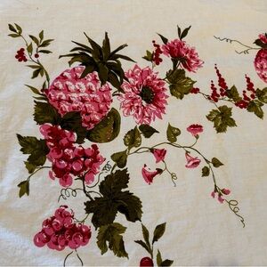 Vintage Cotton Tablecloth Pink Floral Measures 45“ X  51“